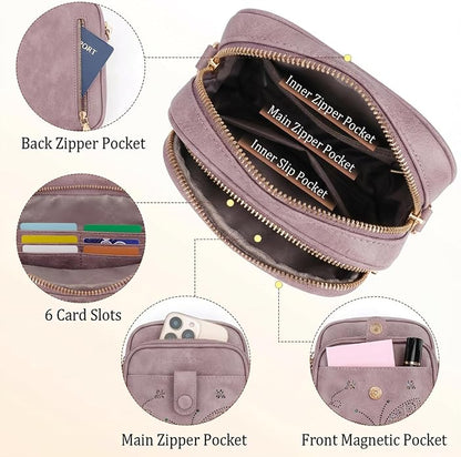 KITEVIUN Crossbody Bags for Women Leather Crossbody Purse Small Shoulder Phone Purse with Adjustable Strap & RFID Card Slots