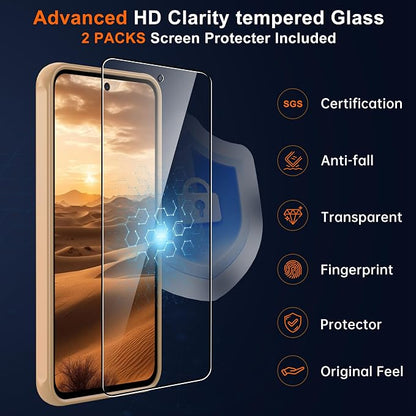 for Galaxy A56 5G Phone Case: Compatible for Samsung A56 5G Case [magsafe Fit] with 2PC Tempered Glass Screen Protector,Frosted Translucent Soft-Touch Skin & Military-Grade Protection for A 56,Gold