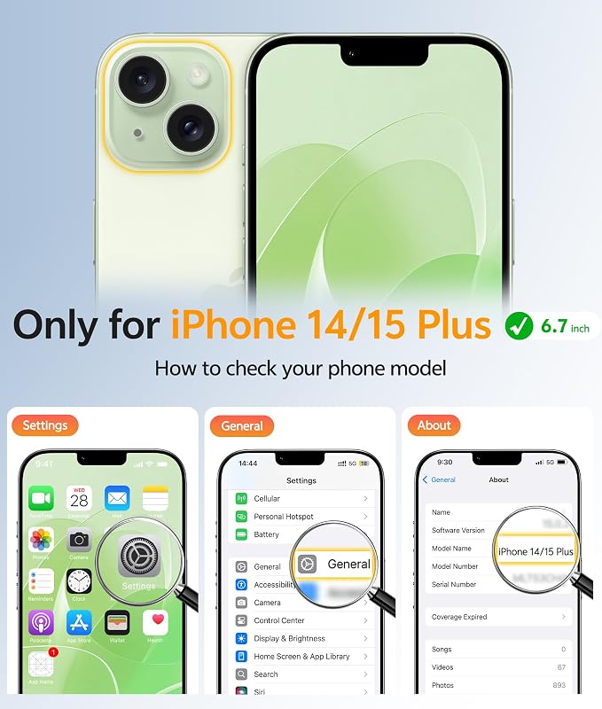 FNTCASE for iPhone 15 Plus Case: for iPhone 14 Plus Case [Compatible with Magsafe] Translucent Matte Cases with [Screen Protector] Military Grade Shockproof Protective Phone Cover - Light Moss