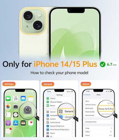 FNTCASE for iPhone 15 Plus Case: for iPhone 14 Plus Case [Compatible with Magsafe] Translucent Matte Cases with [Screen Protector] Military Grade Shockproof Protective Phone Cover - Light Moss