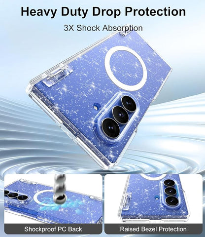 Btscase for Samsung Galaxy Z Fold 7 Case,Built in Front Screen Protector,Gold Glitter Marble Pattern Hard PC Slim Shockproof Full Body Drop Protective Case for Galaxy Z Fold 7 5G, Glitter