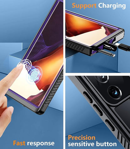 Temdan for Samsung Galaxy Note 20 Ultra Case Waterproof, [Military-Grade Drop Protection] [IP68 Underwater] Full Body Heavy Duty Rugged Shock-Proof Case for Note 20 Ultra 6.9''-Purple