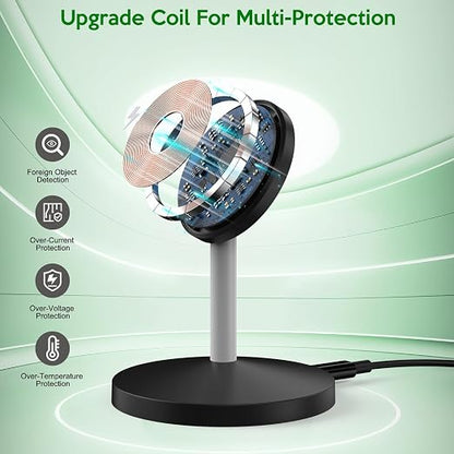 Magnetic Wireless Mag-Safe Charger Station,Long 6FT USB C Cable MagSafe,Stable Charger Stand Apple Magsafe Wireless Station/Pad Fast Charging for iPhone 17/17 Air/17 Pro/16 Plus/16 Pro Max/15/14/13/12