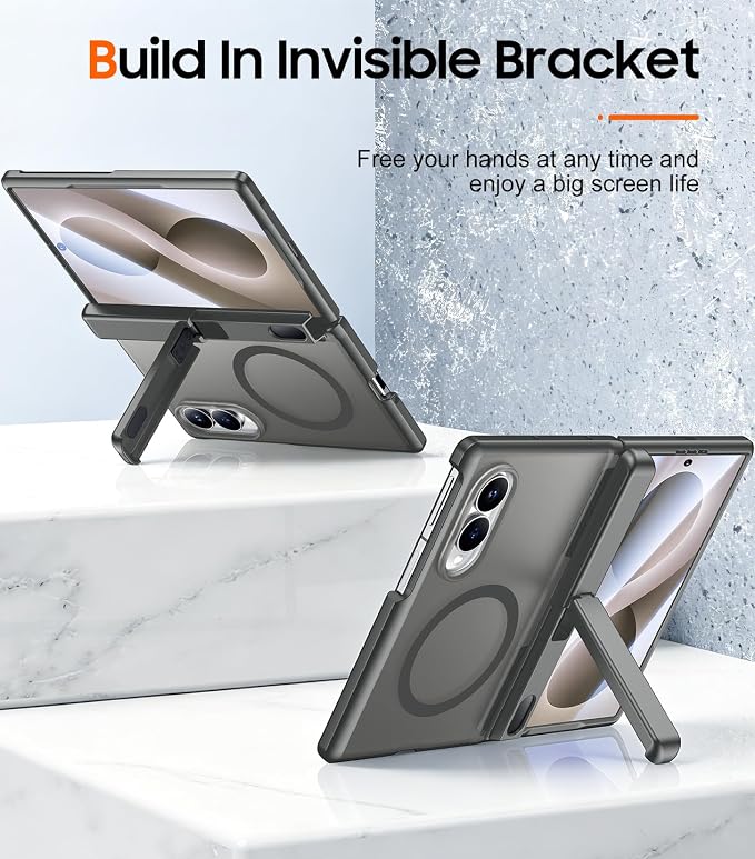 SPIDERCASE for Samsung Galaxy Z Fold 8 Case,Built-in [Screen Protector] [Hinge Protection] [Kickstand] Full Body Protective Phone Case for Galaxy Z Fold 8 - Gray