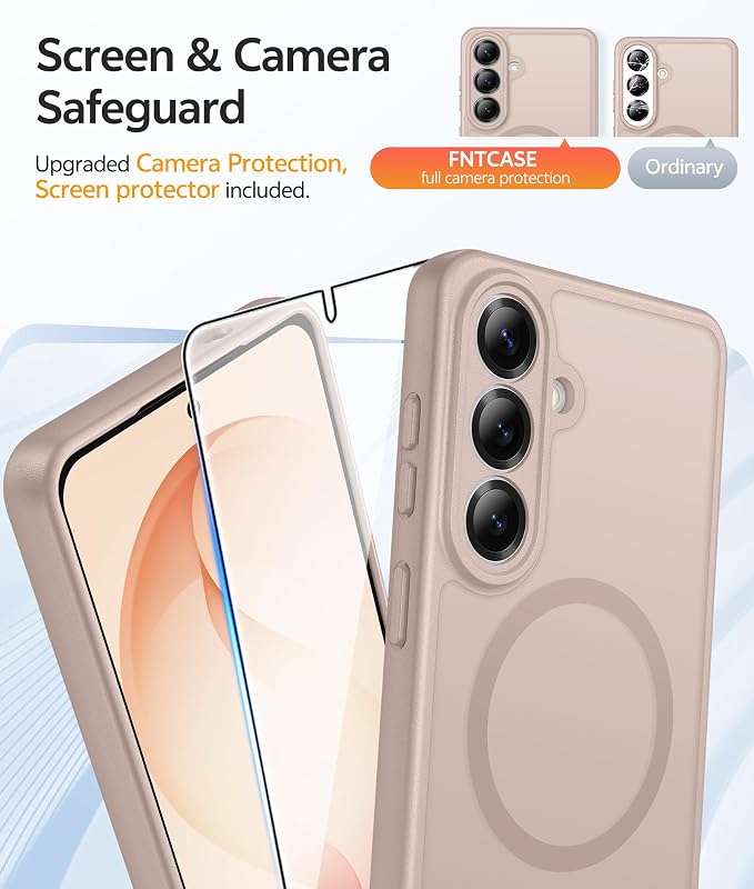 FNTCASE for Samsung Galaxy S26 Case, Fit for Magsafe, with Screen Protector | Full Camera Protection, Translucent Matte, 14FT Military Grade Drop Proof, Shockproof Protective Phone Cover, Desert Gold