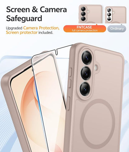 FNTCASE for Samsung Galaxy S26 Case, Fit for Magsafe, with Screen Protector | Full Camera Protection, Translucent Matte, 14FT Military Grade Drop Proof, Shockproof Protective Phone Cover, Desert Gold
