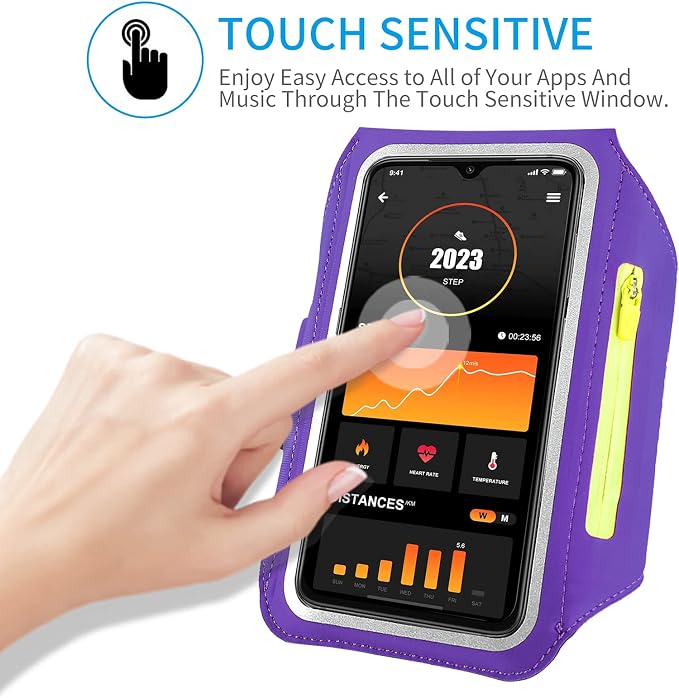 Running Armband with Earphone Bag Cell Phone Armband for iPhone 17 16 15 Pro 14 Plus 13 11 XR, Galaxy S24/S10 Water Resistant Sports Phone Holder Case & Zipper Slot Car Key Holder for 6.7 inch Phone
