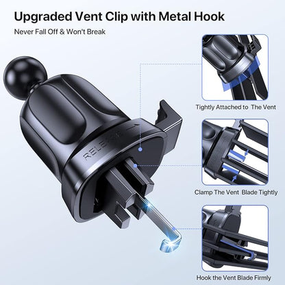 Miracase Phone Holders for Your Car, Universal Car Phone Holder Mount for Car Dashboard Air Vent Windshield, Hands Free Cell Phonen Car Mount Compatible with iPhone Android and All Smartphones