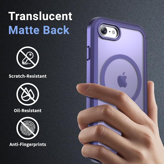 jaroco Magnetic for iPhone SE Case 3rd/2rd,iPhone 8/7 Case, [Compatible with MagSafe][Military Grade Drop Protection][Heavy Duty Protection][Non-Slip] 2-Layer Bumper Phone Case 4.7''-Dark Purple