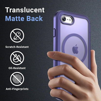 jaroco Magnetic for iPhone SE Case 3rd/2rd,iPhone 8/7 Case, [Compatible with MagSafe][Military Grade Drop Protection][Heavy Duty Protection][Non-Slip] 2-Layer Bumper Phone Case 4.7''-Dark Purple