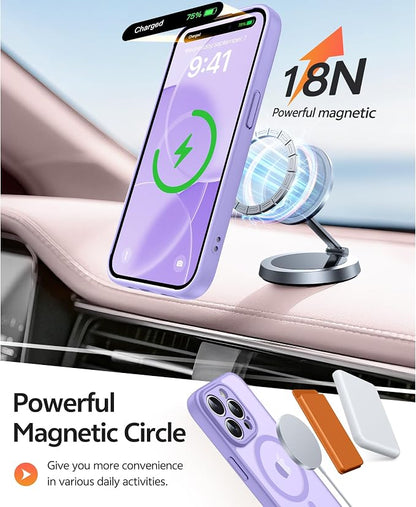FNTCASE for iPhone 13 Pro Max Case: [Compatible with Magsafe] Translucent Matte Magnetic Phone Cover - Military Grade Drop Protection Shockproof Protective Cases - Light Purple