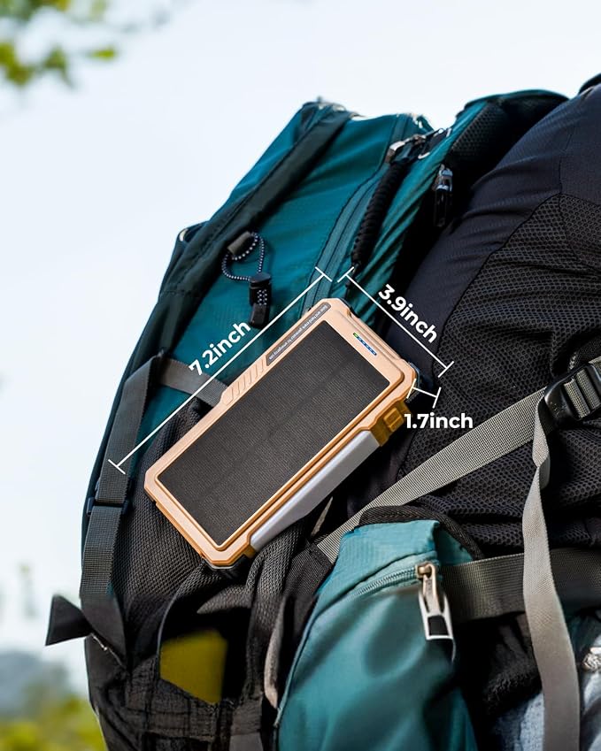 BLAVOR Solar Power Bank with Hand Crank and 4 Cables, 20000mAh Wireless Portable Charger with USB C & Camping Light, 20W Fast Charging Battery Pack for iPhone, iPad, Samsung, All Mobile Phones