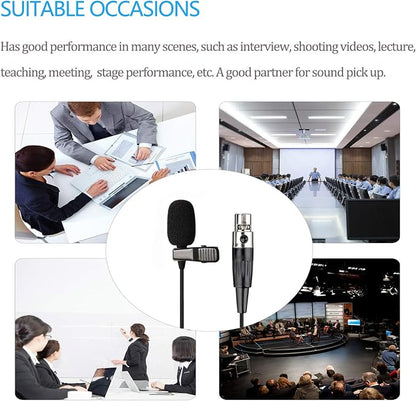 Lavalier Microphone Lapel Microphone Compatible with Shure Wireless Transmitter - Unidirectional Condenser Mic - Mini XLR TA4F Plug