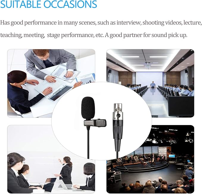 Lavalier Microphone Lapel Microphone Compatible with AKG Samson Wireless Transmitter - Unidirectional Condenser Mic - Mini XLR TA3F Plug
