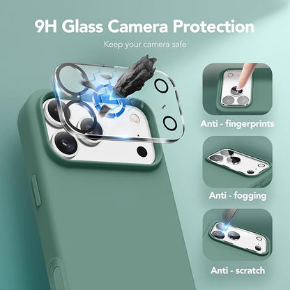 GONEZ Magnetic for iPhone 17 Pro Max Case, Compatible with MagSafe, [Screen Protector + Camera Lens Protector], Liquid Silicone Anti-Scratch Shockproof Protective Phone Case 6.9 inch, Midnight Green