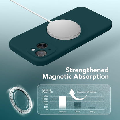 Magnetic for iPhone 14 Case, Compatible with MagSafe, [Full Camera Protection][Screen Protector] Silicone Shockproof Protective Phone Case for iPhone 14 6.1 inch, Deep Blue