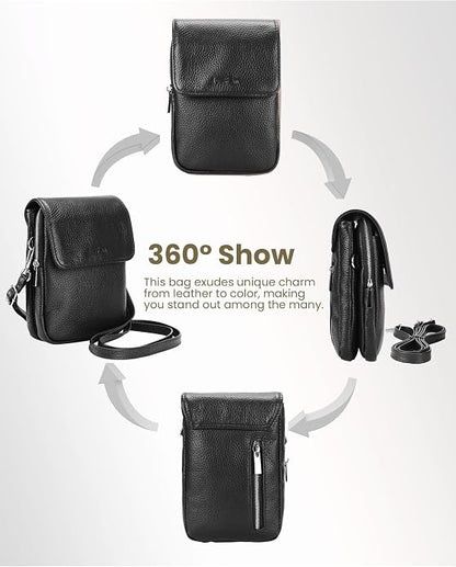 befen Genuine Leather Small Crossbody Bags for Women, Cell Phone Cross body Purse Bag with RFID Blocking Card Slots