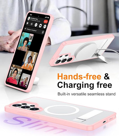 Magnetic for Samsung Galaxy S26 Ultra Case, [Innovate Stand][Military Grade Drop Protection][Non Slip][Translucent Matte] Shockproof Phone Case for Galaxy S26 Ultra 2026 -Pink
