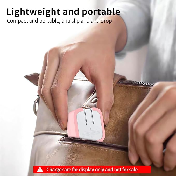 40W Soft Silicone Power Adapter Sleeve Case Compatible with Apple 40W USB‑C Dynamic Power Adapter (60W Max), for MacBook Air 15/13 M5 A3448 A3449 Charger, Anti‑Fall Shockproof Protective Cover, Pink