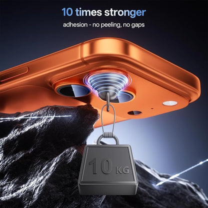 Camera Lens Protector for iPhone 17 Pro Max-Single Piece,Ultra Thin Aluminum Alloy Frame,9H Dual-Strength Glass with 99% AR Light Transmittance,Case Friendly, Orange