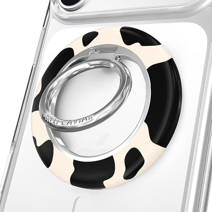 VELVET CAVIAR Compatible with MagSafe Phone Grip 2.0 | Cute Magnetic Ring Holder | Finger Loop Kickstand | Pop On Accessory for iPhone 17, 16, 15, 14, 13, 12 | Cow Print