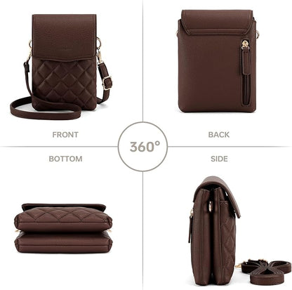 RFID Small Crossbody Purses for Women Quilted Cell Phone Purse with RFID Blocking Credit Card Slots