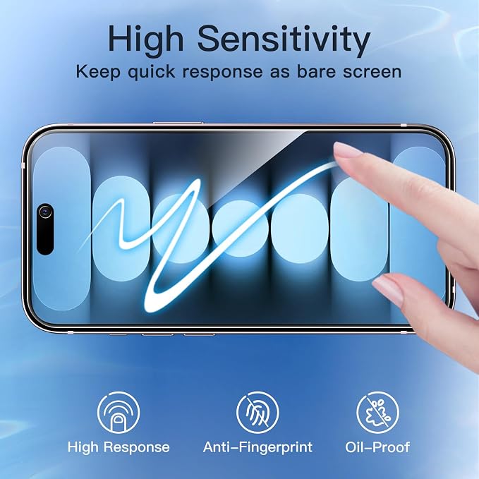 JETech Privacy Screen Protector for iPhone 15 6.1-Inch with Camera Lens Protector, Anti-Spy Tempered Glass Film, Easy Installation Tool, 2-Pack Each