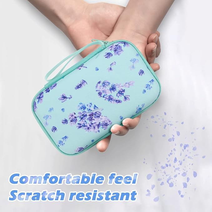 Cute DIY Cable Charger Protector Set with Electronic Organizer Bag Flowers Purple Lavender pattern Design, Soft Data Cable Line Cord Wire Saver Travel Cord Organizer Case cover Compatible for iPhone