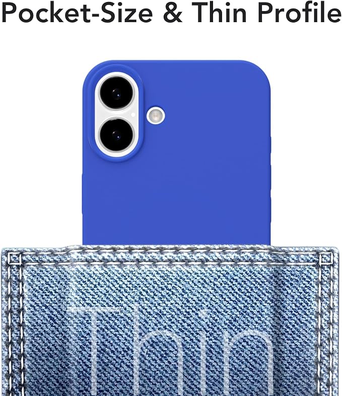 for iPhone 16 Plus Case Silicone Compatible with Magsafe Case, Ultra Slim Thin Magnetic Phone Cases Mag Safe, Cute Soft Rubber Gel TPU Matte Plain Wireless Charging Cover for Women, Royal Blue