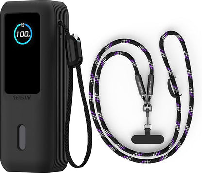 Silicone Case with Phone Lanyard Crossbody Lanyard for 240W Charging Cable Compatible with Anker Laptop Power Bank 25,000mAh 165W