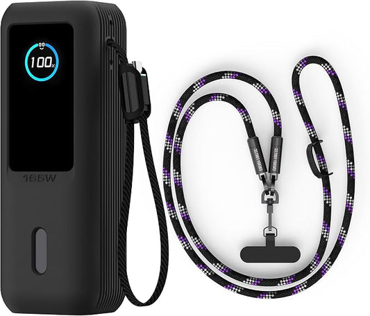 Silicone Case with Phone Lanyard Crossbody Lanyard for 240W Charging Cable Compatible with Anker Laptop Power Bank 25,000mAh 165W