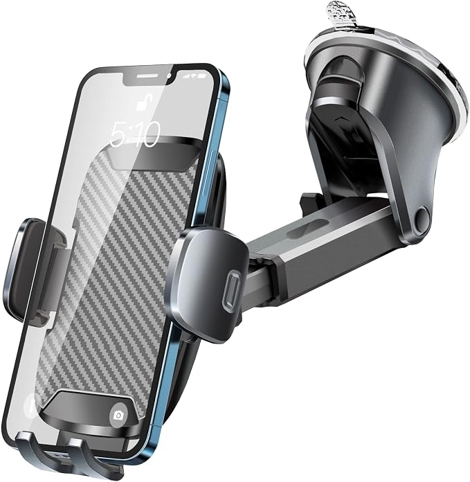 Phone Holder Mount for Car [Strong Suction] Hands-Free Universal Cell Phone Mounts for Dashboard/Windshield, 360° Rotation Extendable Mobile Car Holder for Smartphones