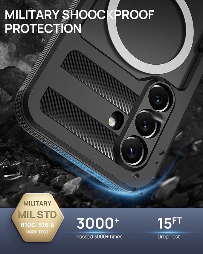 Lanhiem Magnetic for Samsung Galaxy S26 Case, IP68 Waterproof Dustproof Case, [Compatible with Magsafe] [Built-in Screen Protector] Full Body Heavy Duty Rugged Phone Cover 6.3 inch, Black/Clear