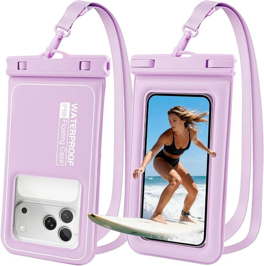 Floating Waterproof Phone Pouch 2 Pack, IP68 Waterproof Phone Case, Up to 8.3" Dry Bag for iPhone 17 16 15 14 Pro Max Samsung S25 Ultra S24 S23, Kayak/Beach/Cruise Travel Essentials Pink