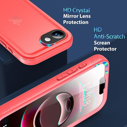 SPORTLINK for iPhone 16e Case/iPhone 17e Case, IP68 Waterproof Military Protective Full Body Heavy Duty Shockproof 360 Sealed Dustproof with Camera Screen Protector Cover for i Phone 16 e 6.1" Pink