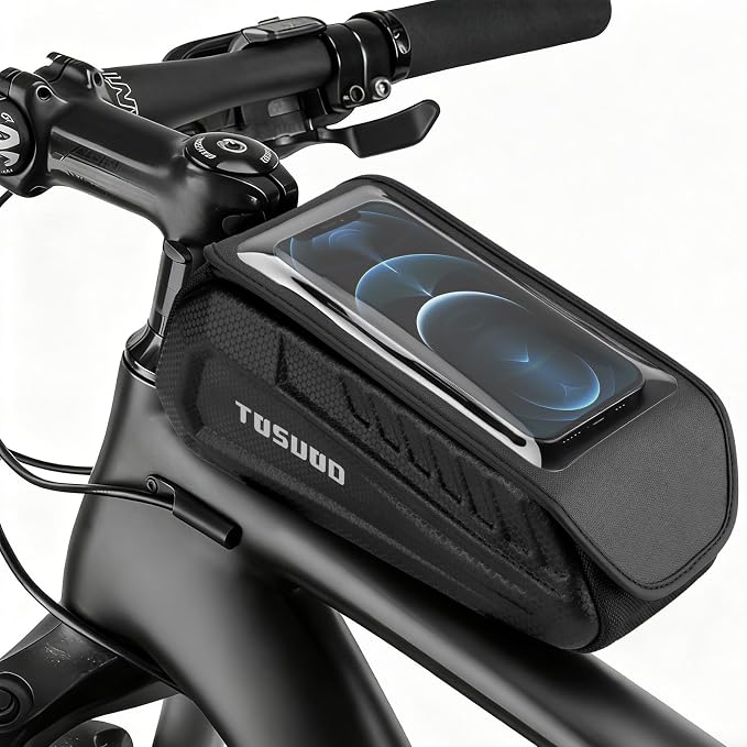 Waterproof Bike Frame Bag - [2026 Quick Zipper] Bike Phone Bag with 1.8L Capacity, Bicycle Top Tube Bag, Bike Phone Mount Holder, Cycling Pouch, Bike Accessories for Phones up to 7"