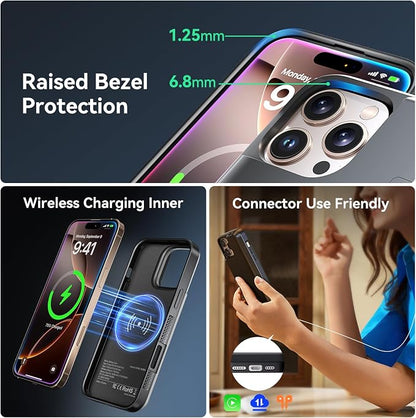 NEWDERY Upgraded Battery Case for iPhone 16 Pro Max, 8000mAh USB-C Portable Power Bank, CarPlay, Sync Data Supported, Rechargeable Charger Case Compatible with iPhone 16 Pro Max 6.9", Black