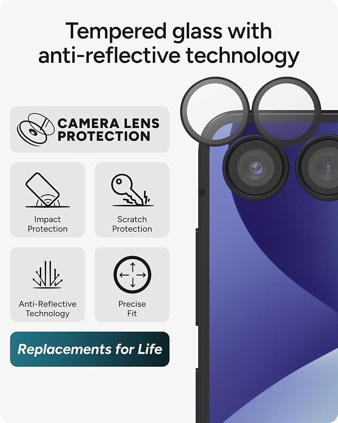 ZAGG Glass Elite Samsung Galaxy Z Flip8 Camera Lens Protector | Anti-Reflective, 5X Stronger Impact & Scratch Resistant Aluminosilicate Glass - Easy Installation, Smudge-Free Surface