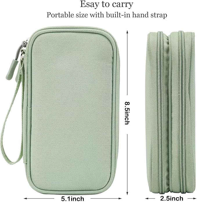 CAAORDKSO Electronic Organizer Bag, Travel Cable Organizer Pouch Electronic Accessories Carry Case, Double Layers Tech Pouch Travel Essentials for Men, Women, Backpack, Business (Mint Green, Large)