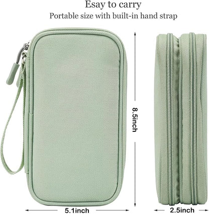 CAAORDKSO Electronic Organizer Bag, Travel Cable Organizer Pouch Electronic Accessories Carry Case, Double Layers Tech Pouch Travel Essentials for Men, Women, Backpack, Business (Mint Green, Large)