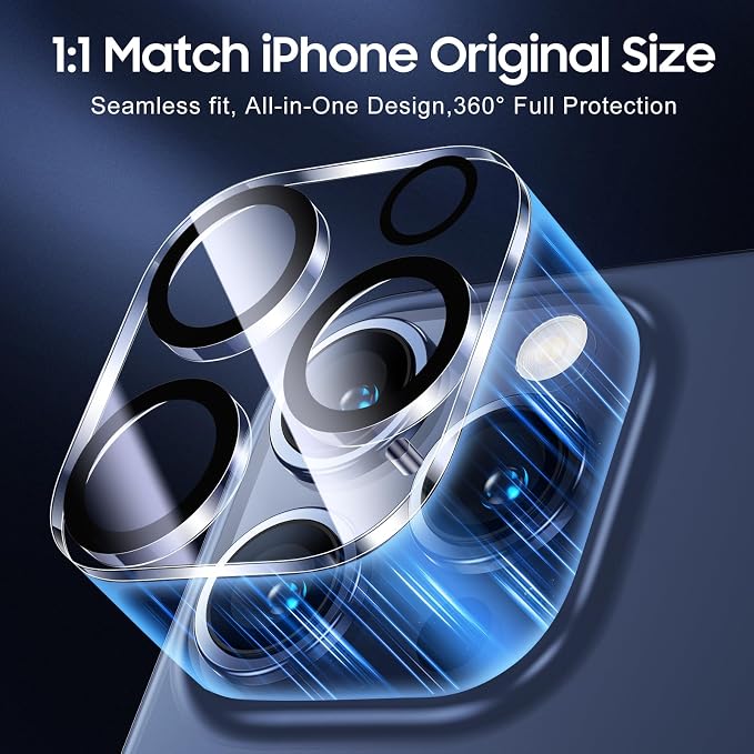 UniqueMe Compatible for 3 Pack iPhone 15 Pro/iPhone 15 Pro Max Camera Lens Protector, [Drop Protection] [Case Friendly] 9H Tempered Glass Camera Cover Screen [New Version]