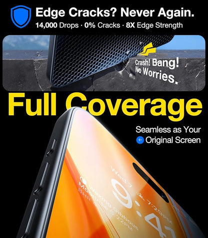UltraGlass Unbreak Top 9H+ Glass for iPhone 16 Pro Screen Protector 6.3" (12FT Military Grade Shatterproof) Screen Protector 16 Pro Tempered Glass (Longest Durable) Full Coverage 16Pro, 2 Pack