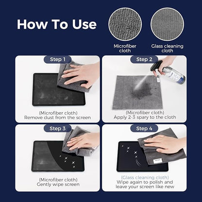 CLICK CLEAN Screen Cleaner Kit - 1 X Screen Cleaner for All Phones, Laptop and Tablet Screens, 2 X Cleaning Gel Mist, 1 Microfiber Cloth and 1 Glass Wipe Included