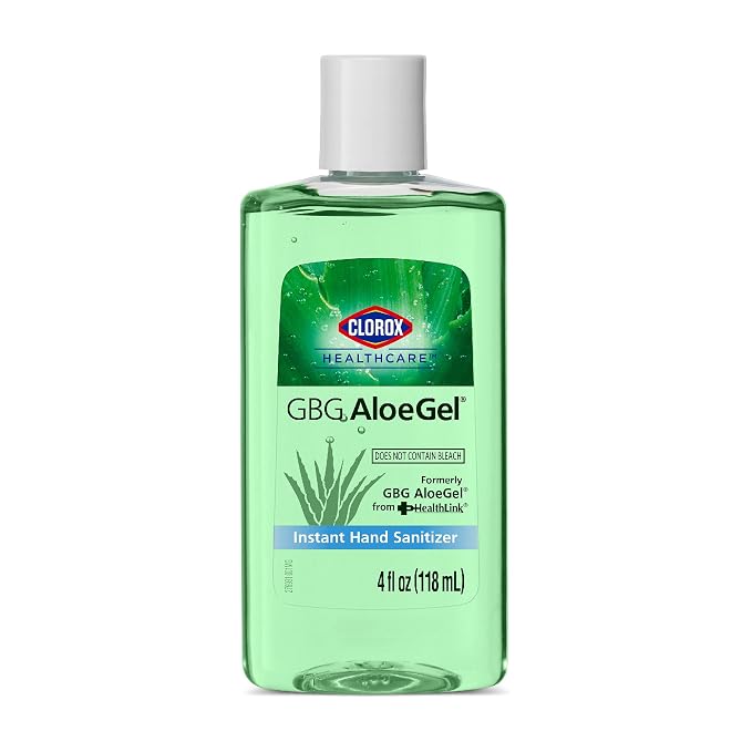 Clorox Healthcare GBG AloeGel Hand Sanitizer Gel, Bleach Free - Mini Hand Sanitizer Travel Size Gel for On-The-Go Travel Essentials - Sanitizing Solution for School Supplies & Office Use, 4 Fl Oz