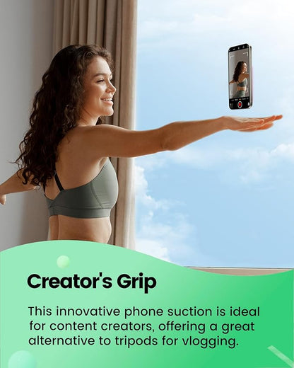 amBand Magnetic Suction Phone Mount for MagSafe Case, Silicone Sticky Grip Secure Holder for iPhone, Hands-Free Taking Photo/Recording Video/Live Streaming for Instagram Influencer/Creator, Hot Pink