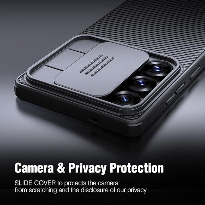 Nillkin for Samsung Galaxy S25 Plus Magnetic Case with Camera Cover, [Magnet Accessories] Mil-Grade Shockproof Protective Bumper Hard Cover Slim Phone Case for Galaxy S25 Plus Cases 6.7'' Black