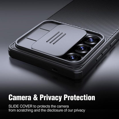 Nillkin for Samsung Galaxy S25 Case with Camera Cover, [Lens Protection] Mil-Grade Shockproof Protective Bumper Hard Cover Slim Phone Case for Galaxy S25 Cases 6.2'' Black