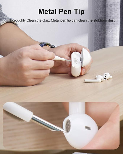 Hagibis Cleaning Pen for Airpods Pro 1 2 3 Multi-Function Cleaner Kits Soft Brush for Bluetooth Earphones Case Cleaning Tools for iPhone 16 15 Pro Max LEGO Camera Lens (White)