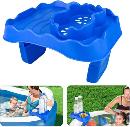 Hot Tub Table, Foldable Bathtub Side Table with 2 Cup Holders Adjustable Hot Tub Tray with Drain Holes for Spa Swimming Pool Bathtub(Blue)