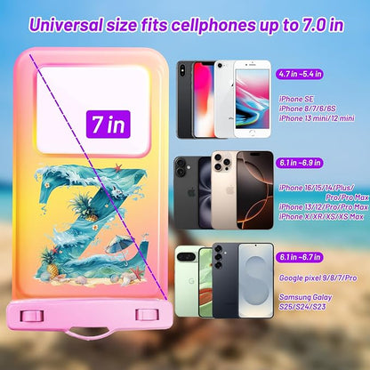 Personalized Initial Waterproof Phone Pouch Case - IPX8 Cellphone Dry Bag with Lanyard for iPhone 16/15/14/13/12 Pro Max (6.1–6.9"), Beach & Cruise Ship Essentials with Monogrammed Design (Pink, Z)